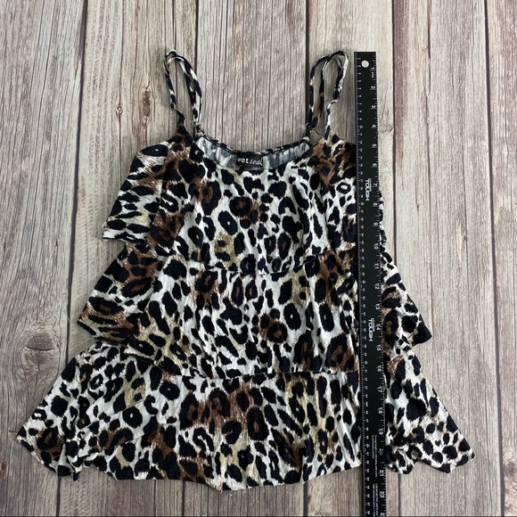 WET SEAL Women’s Animal Print Ruffle Peplum Top Leopard Print Size L Juniors. - Picture 8 of 10
